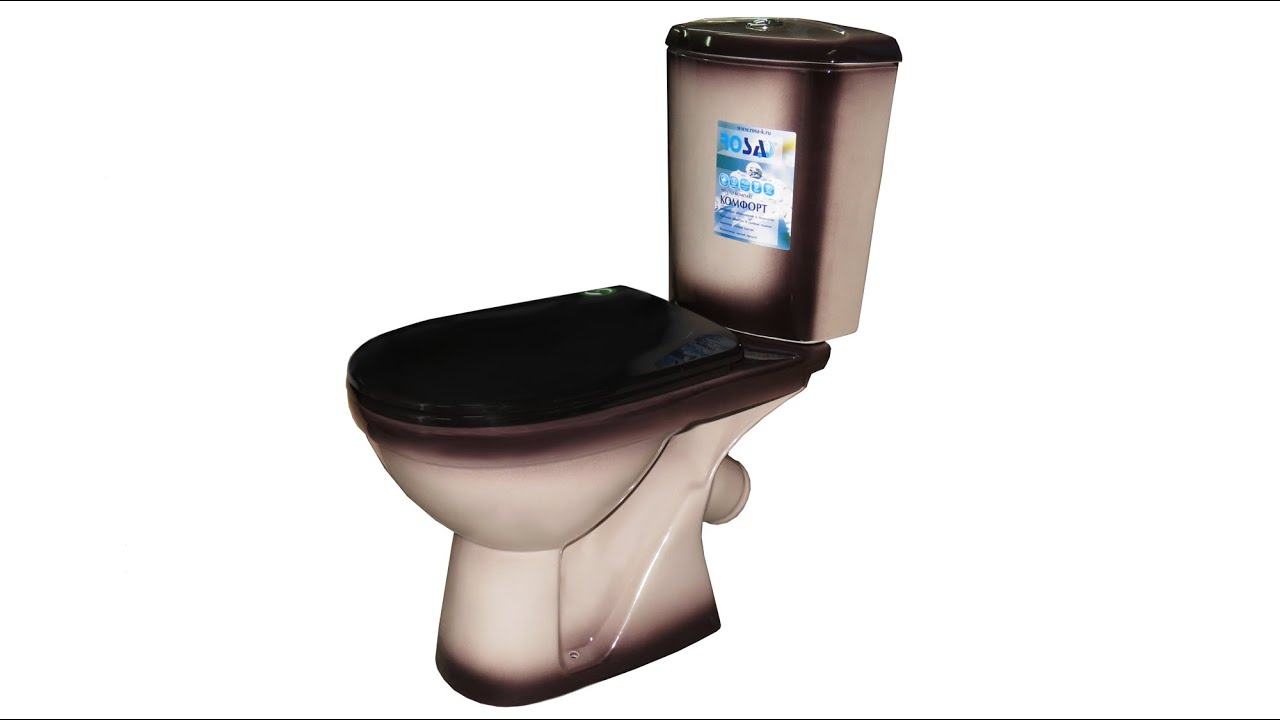 Унитаз-компакт ROSA \"КОМФОРТ+\" цвет черный декор - YouTube