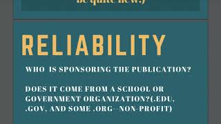 Credible Sources/ C.R.A.P. Test
