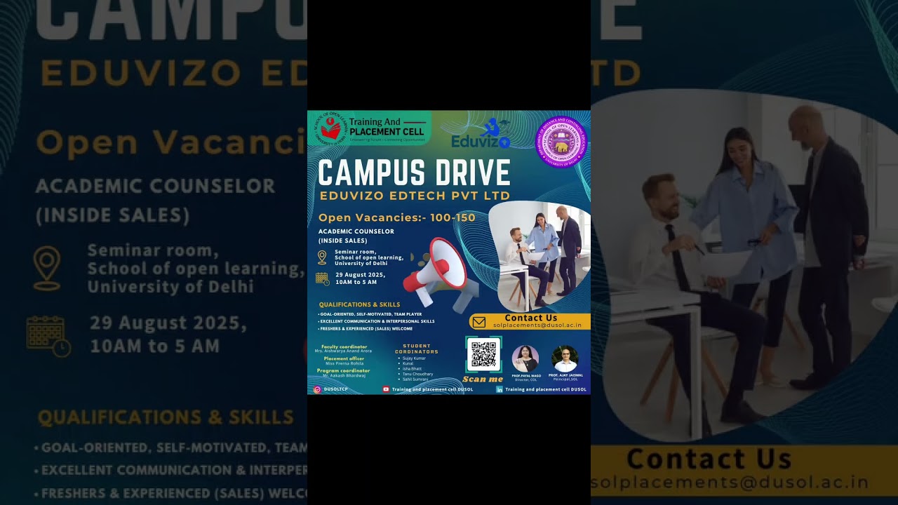 Campus Drive Alert! ✨🎓Kickstart your career with Eduvizo EdTech Pvt Ltd 