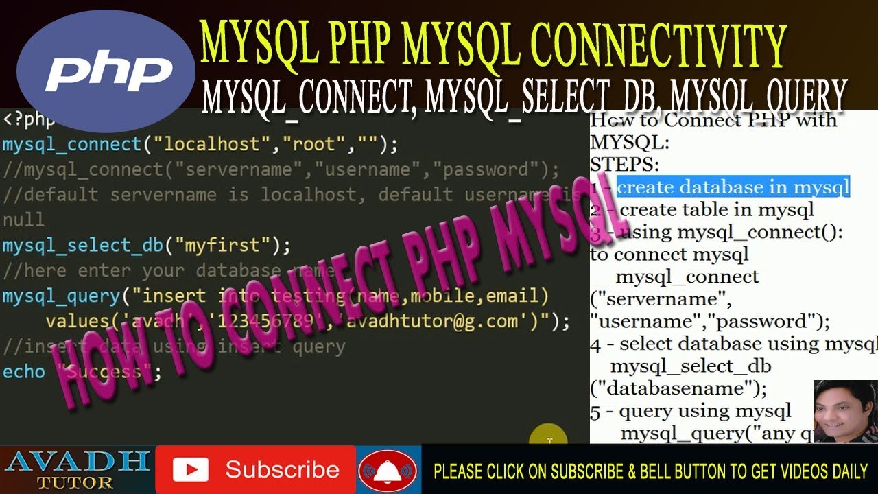 mysql_connect  New 2022  how to connect php with mysql | database connectivity using php mysql | mysql_connect() | php mysql