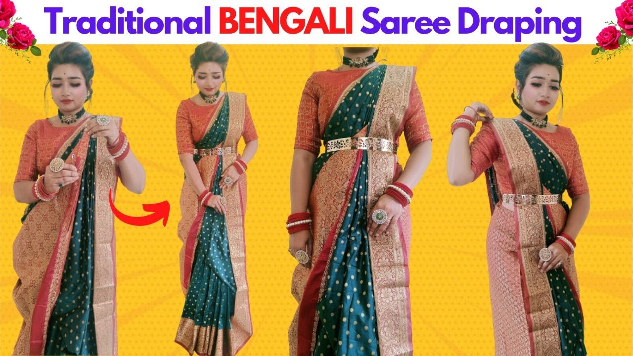 Bengali Style Saree Wearing for Wedding | Traditional Bengali ...