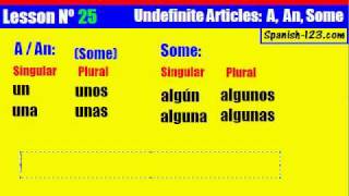 Class 25. Undefinite Artiles "A" - "An" - "Some" in Spanish