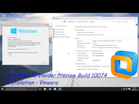Windows 10 Insider Preview Build 10074 Installation - VmWare