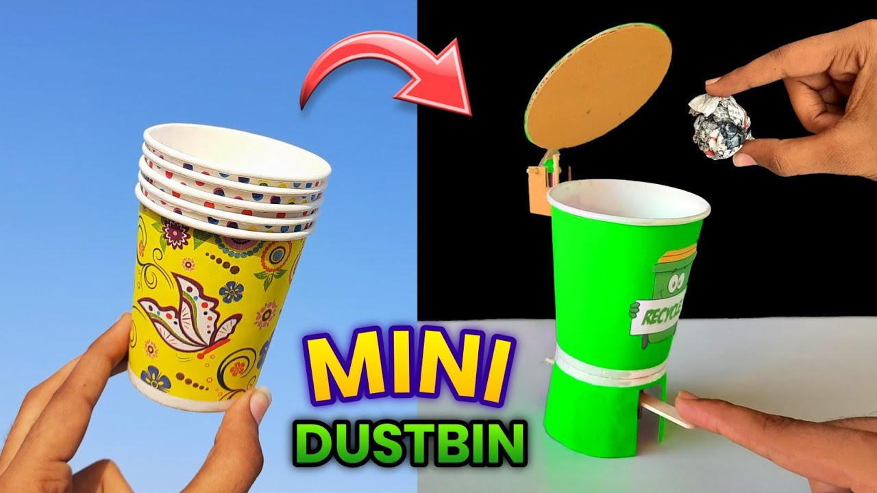 Best Mini Dustin made from paper cup , how to make desk organizer