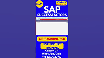 SAP SuccessFactors Onboarding 2 0 Training Online Class 8 14th Oct 2025 #sapsuccessfactorstraining
