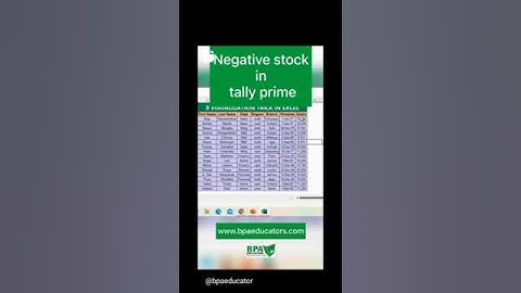 Negative stock in tally prime  #tallyprimetraining #tally #bpaeducators