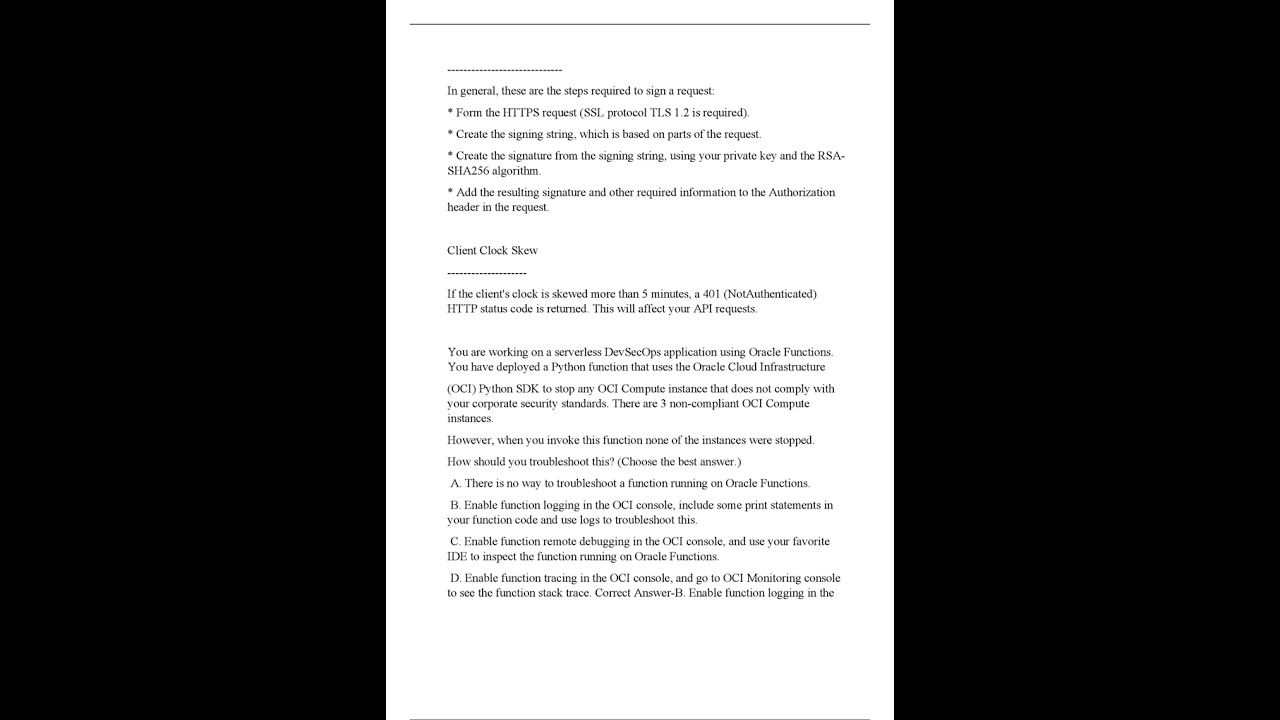 Oracle Cloud Infrastructure Developer Associate Questions with Correct Answers