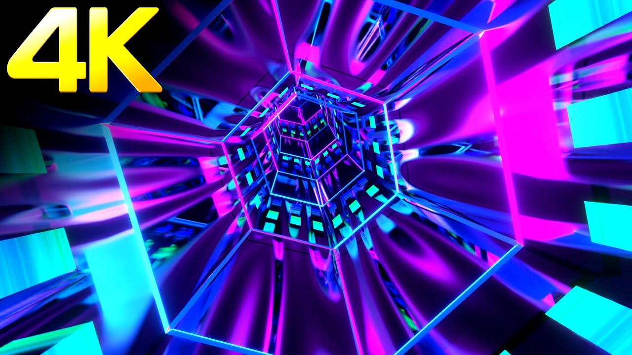 4K Fast Moving Hexagon Tunnel Multi Color Abstarct Screensaver Video Motion  Background Video Loop