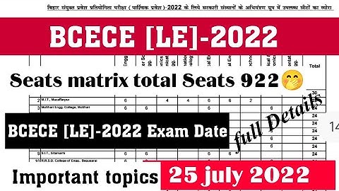 BCECE [LE] 2022 Form Application Admit card,Exam pattern, fee, Syllabus||Syllabus#bceceleform2022.
