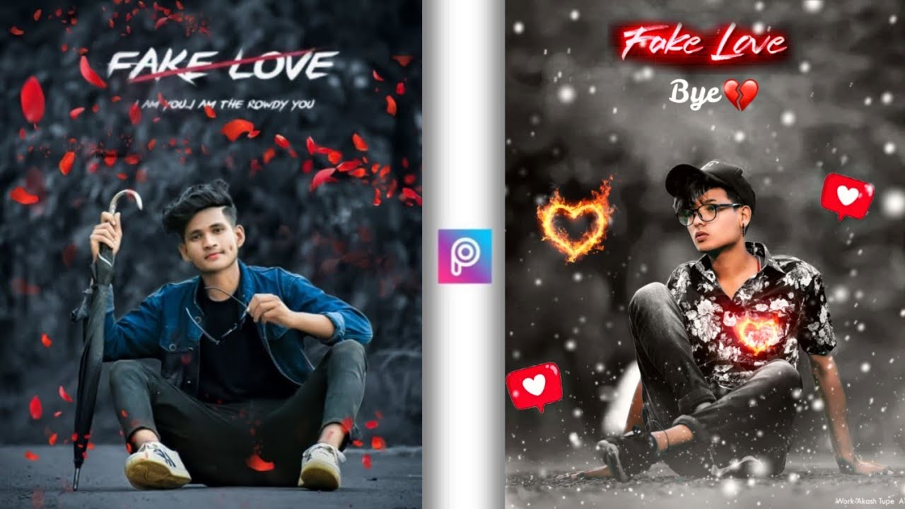 Fake love photo editing picsart || fake love photo editing background ||  Mehra Editing Zone - YouTube