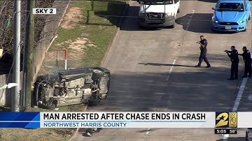 Man arrested after chase ends in crash