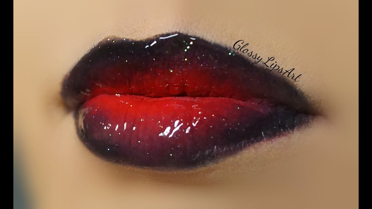 How To Do Eyeshadow Lipstick Black And Red Ombre Lips Youtube