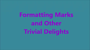 Hidden Formatting Symbols - What you don