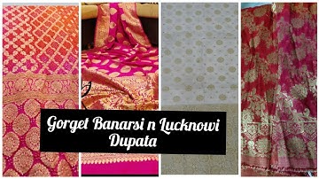Buy Designer Pure Banarsi n Lucknowi Dupatta Online/White Dyeable available