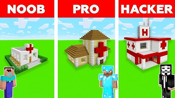 Minecraft NOOB vs PRO vs HACKER - HOSPITAL HOUSE CLINIC BUILD CHALLENGE in Minecraft / Animation