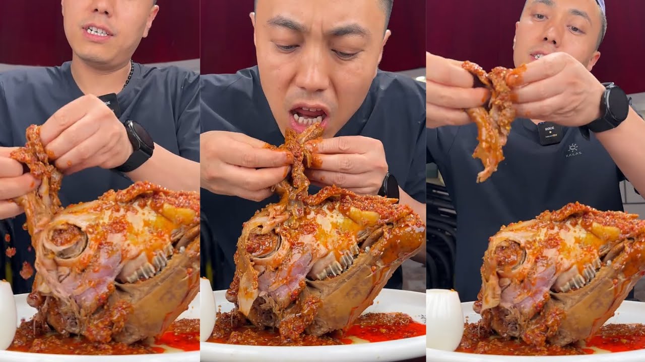 ASMR Mukbang Eating Delicious Spicy Lamb head