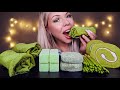 ASMR EDIBLE TOWEL CREPE CAKE, POCKY, ROLL CAKE, HONEYDEW MELON ICE BAR, MATCHA PARTY MUKBANG 먹방 FAIL