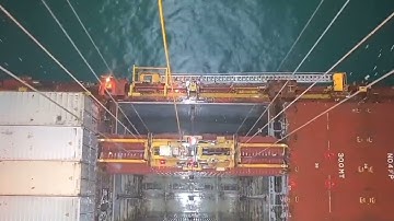 Unloading Containers From Fully Loaded Ship In The Rain. #container #viral #truck #op #unloading