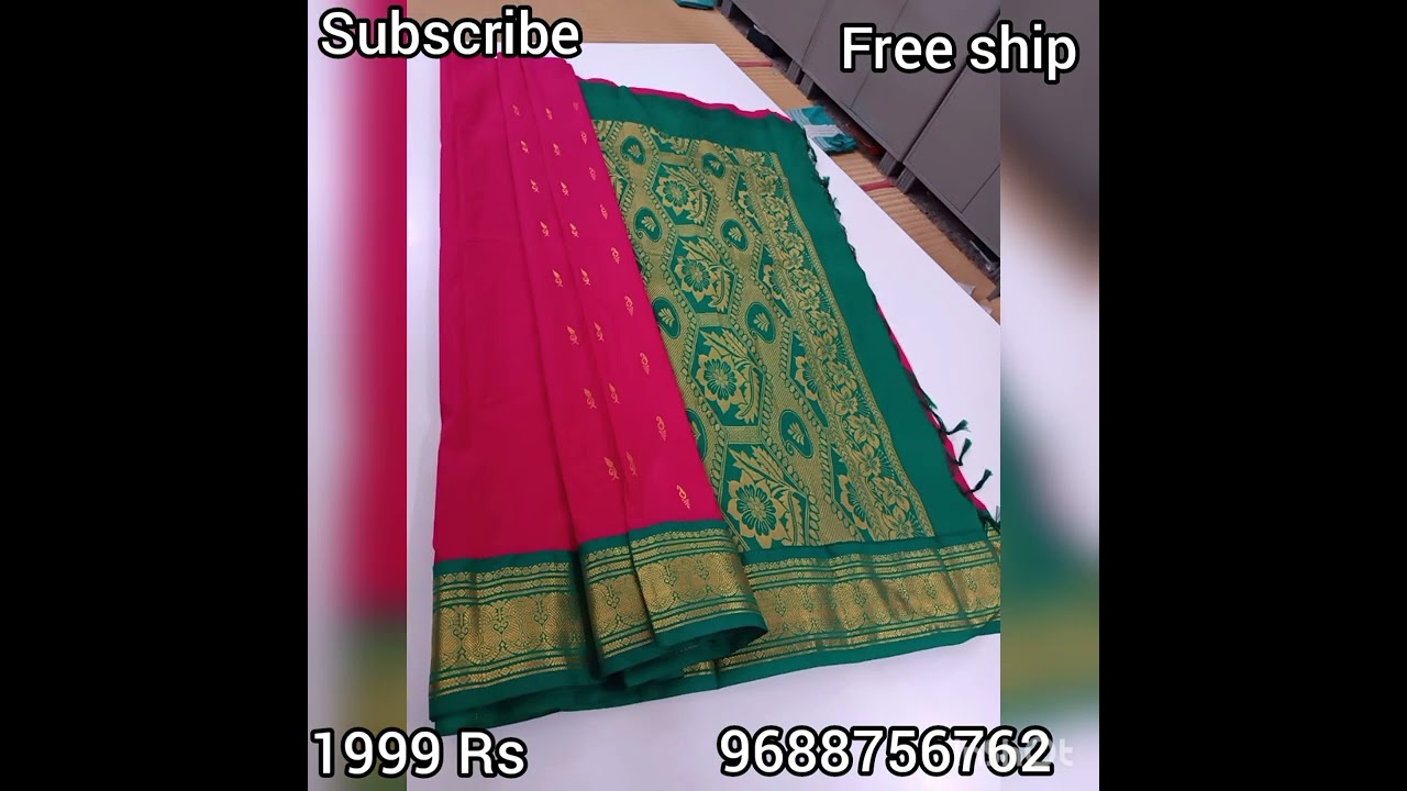 Kanchipuram Traditional Silk sarees oneside border contrast pallu.5 mtr saree only price 1999 Rs