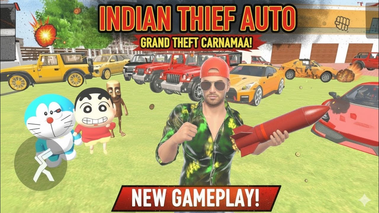 Indian Thief Auto: Bus, Car aur Train Sab Chori! 💥 Shinchan & Doraemon Funny Gameplay