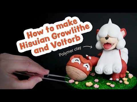 I made Hisuian Growlithe and Voltorb from polymer clay - Pokemon Legends Arceus DIY