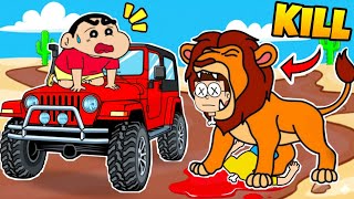 Shinchan And Nobita Kill Or Run By Angry Lion 😱😱 | Shinchan And Nobita Game | Funny Game screenshot 1