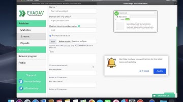 Registration and widget setup in EvaDav 2