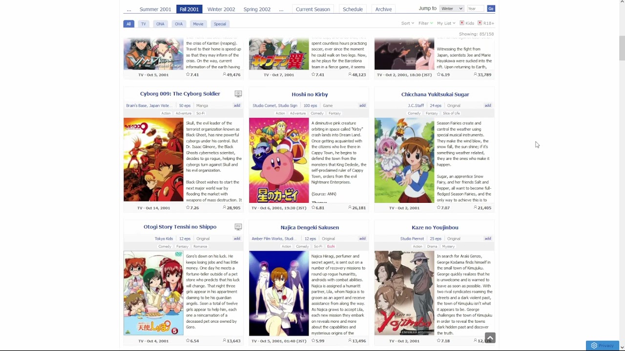 Anime Season Autumn 2001