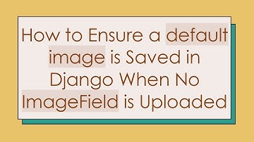 How to Ensure a default image is Saved in Django When No ImageField is Uploaded
