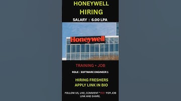 🚨 HONEYWELL Jobs 2025 Hiring Freshers FOR SOFTWARE ENGINEER 1. #jobsearch #subscribe #jobs