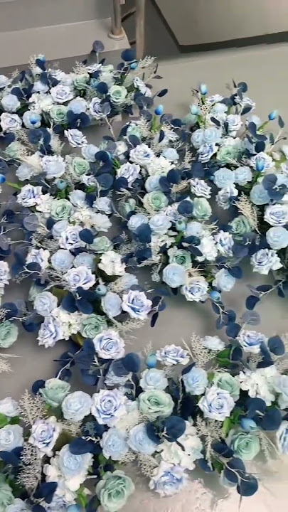 Wedding Props Arch Backdrop Party Event Decor Artificial Flower Row Silk Blue White#diy  #flower