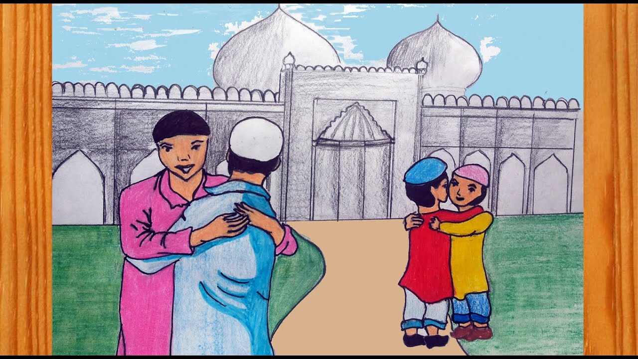 رسم عيد الاضحى للاطفال 🐏 طريقه رسم عيد الاضحى ☪️ رسم مظاهر عيد