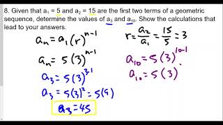 Algebra 2 Sequences and Series Lesson 2 Arithmetic and Geometric Sequences HW Review Part 4