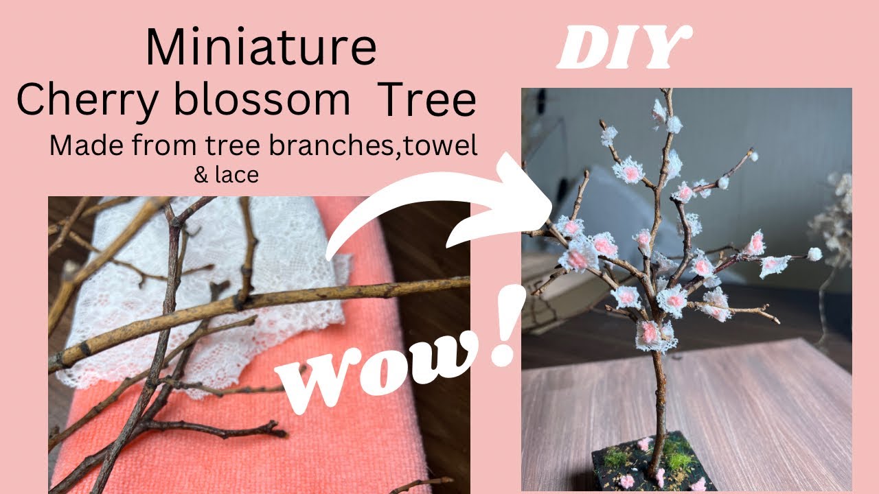 DIY miniature cherry blossom tree Tree branches art project YouTube