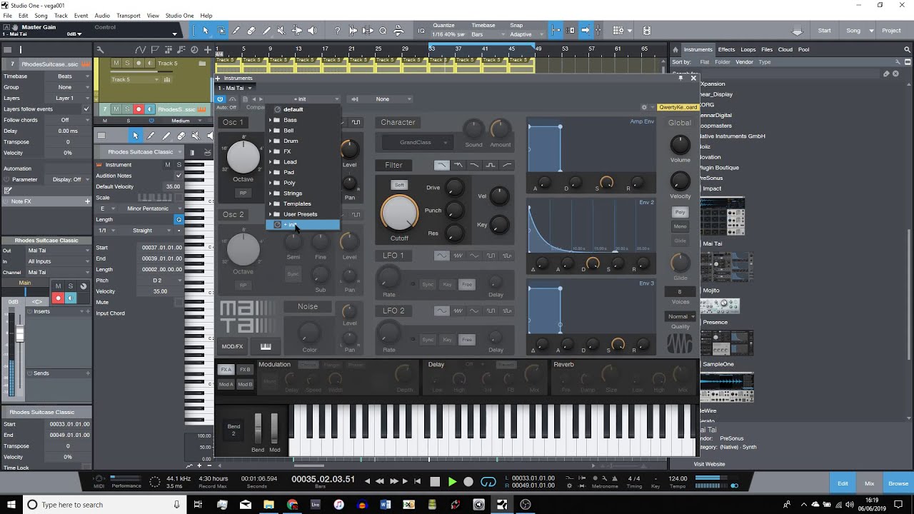 Playing around with Studio One and some Deep House chords - YouTube