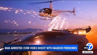 YouTuber arrested after video shows fireworks shot from helicopter at Lamborghini