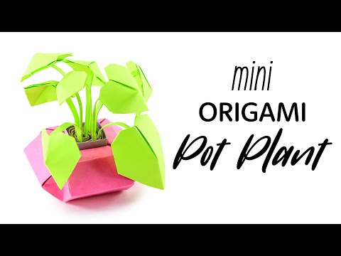 Mini Origami Pot Plant Tutorial - DIY - Paper Kawaii