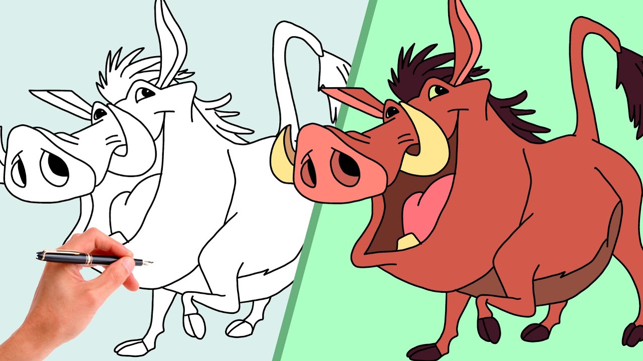 Comment Dessiner PUMBAA De LE ROI LION | DESSIN DISNEY SUPER FACILE