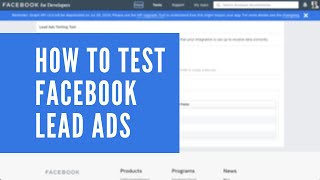 How to use the Facebook Lead Ads Testing tool
