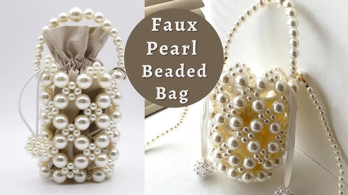 Mini Bucket Bag Faux Pearl Beaded Design