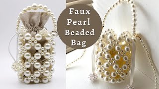 DIY Faux Pearl Beaded Crossbody Bag\/\/How to make a beaded Bag ||Nolo Matlakale