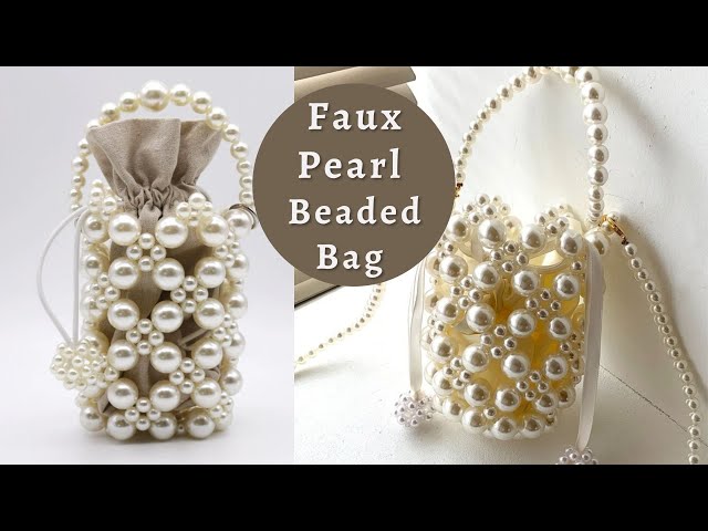 DIY Faux Pearl Beaded Crossbody Bag//How to make a beaded Bag