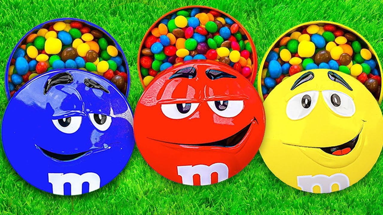 4 Minutes Satisfying with Full of 3 Rainbow BathTubs Candy with M&M's & Magic Slime Cutting Video 7