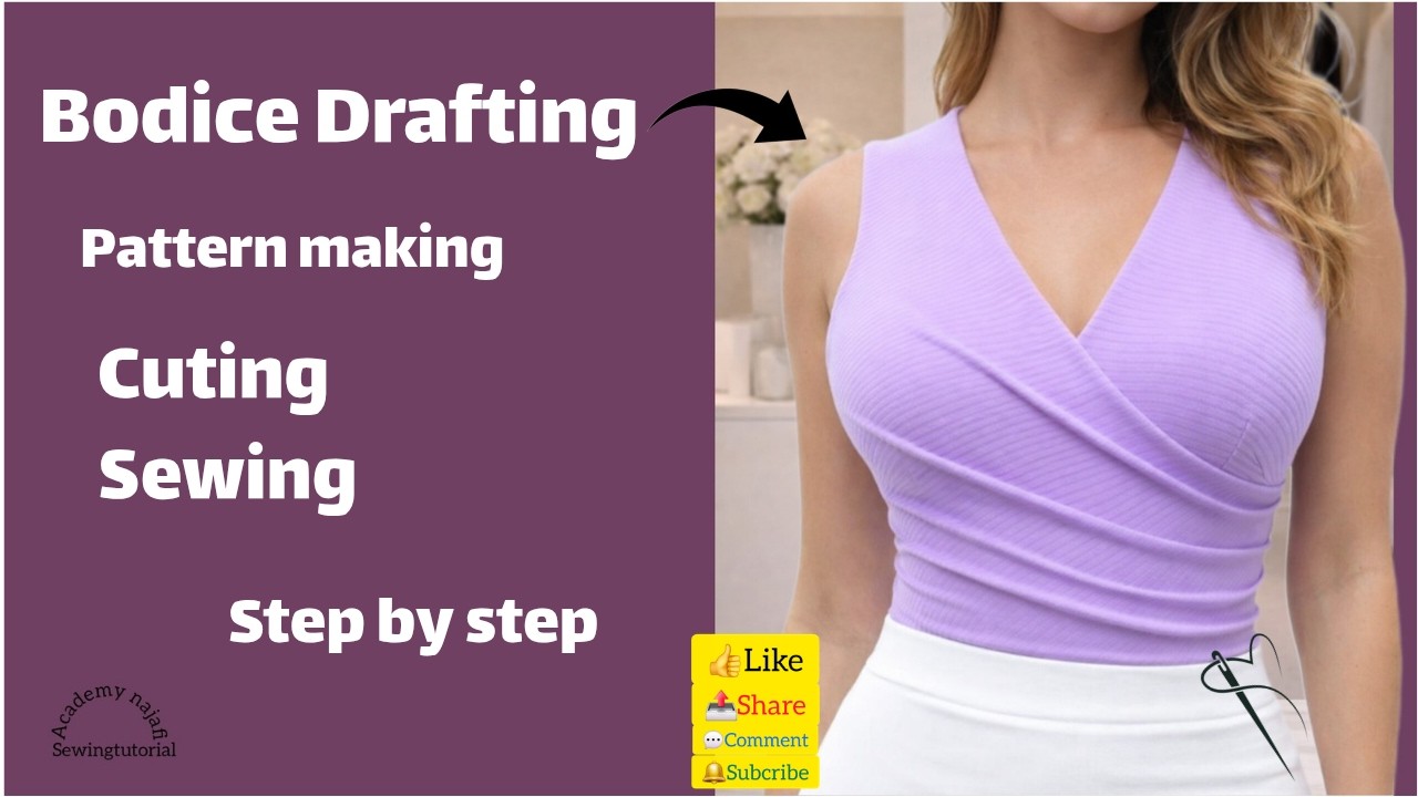 Bodice drafting|pattern making|cuting|sewing|step by step|sewing tutorial