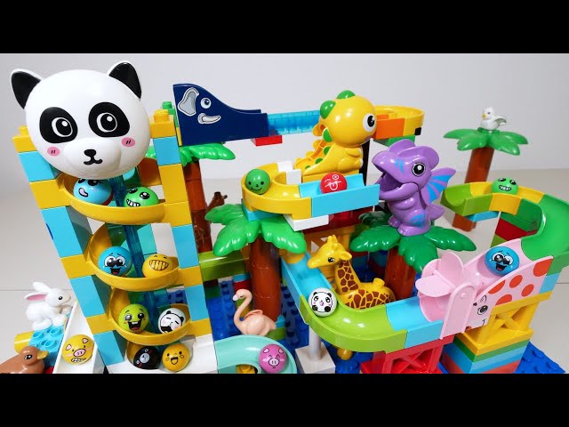 Satisfying Marble Run ASMR ☆ Building Blocks Spiral Tower Course