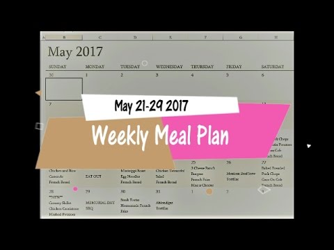 Weekly Meal Plan for 5/21-5/27 2017