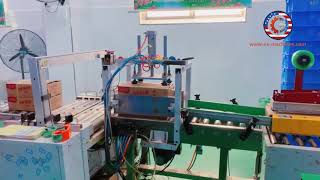 Automatic paste noodle bag box carton top folding tape sealing machine with pp straping machine