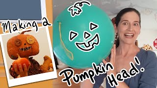 Making a GIANT Pumpkin Head! | Halloween Costume with Sewn Button Eyes, Thread and Needle Prop! 🎃🧵