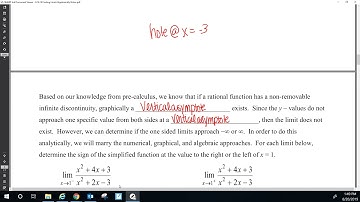 PHS AP Calculus AB Finding Limits Algebraically Part 2 Video 3