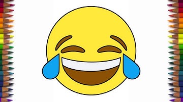 How to draw a Cute Emoji Face With Tears of Joy Laughing Crying